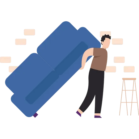 Man moving couch  Illustration