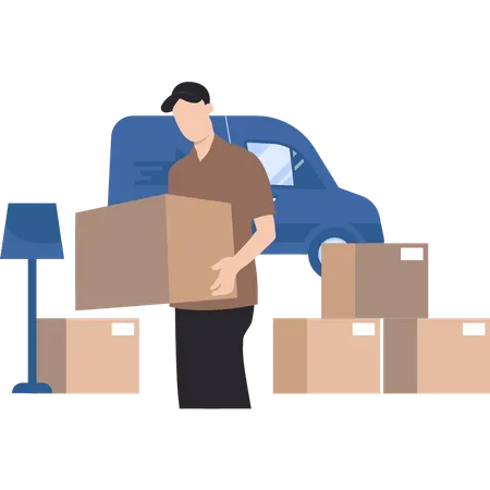 Man moving house  Illustration