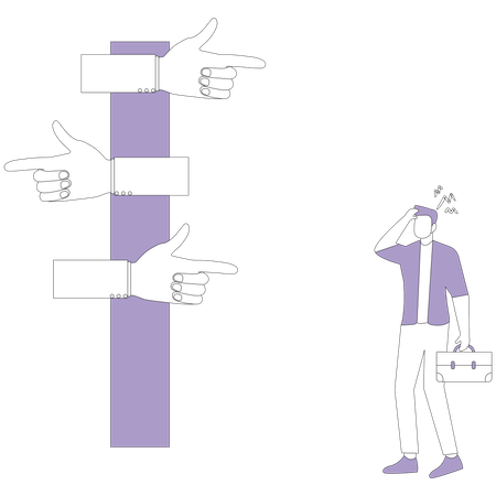 Man near pointer discourse further actions  Illustration