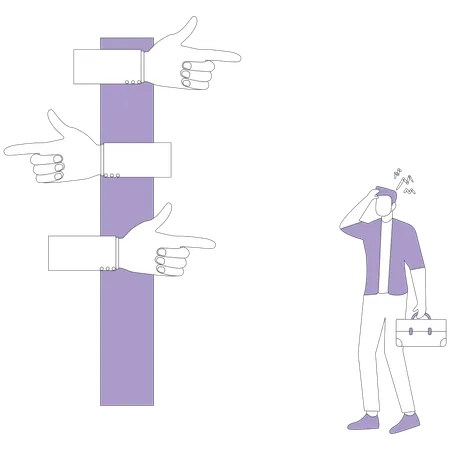 Man near pointer discourse further actions  Illustration
