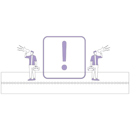 Man near road danger sign  Illustration