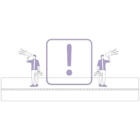 Man near road danger sign  Illustration