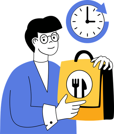 Man needs food delivery on time  Illustration