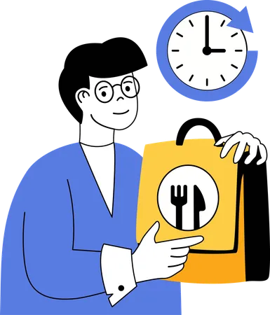 Man needs food delivery on time  Illustration