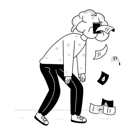 Man needs help in mental fatigue  Illustration