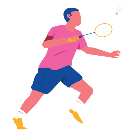 Man Netting badminton Illustration