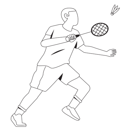 Man Netting badminton Illustration