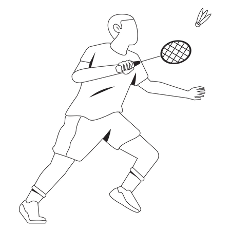 Man Netting badminton  Illustration