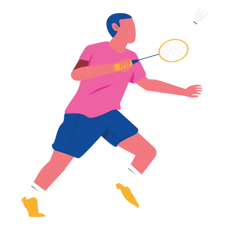 Man Netting badminton  Illustration