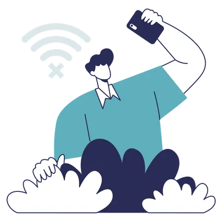 Man not getting signal  Illustration