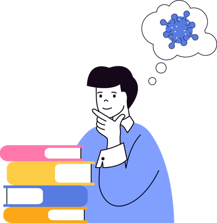 Man obtaining knowledge from books  Illustration