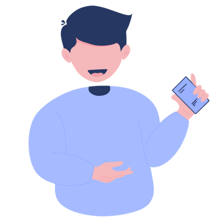 Man of holding a smartphone  Illustration
