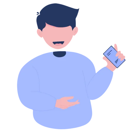Man of holding a smartphone  Illustration
