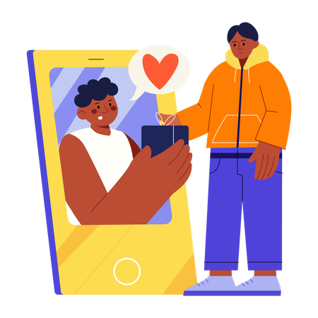 Man offering online gift  Illustration