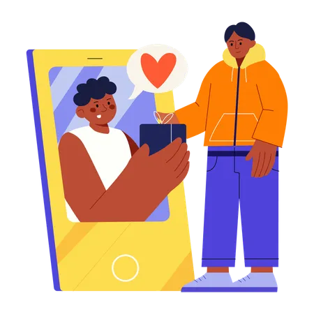 Man offering online gift  Illustration