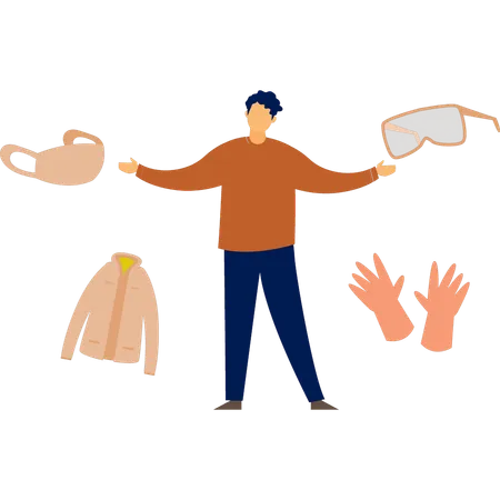 Man offering road construction clothes  Illustration