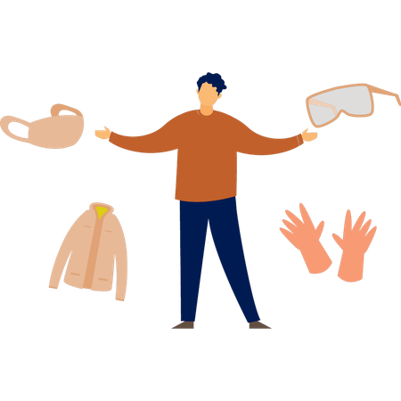 Man offering road construction clothes  Illustration