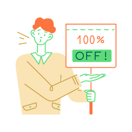 Man offers good discount  Illustration