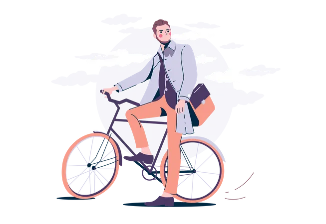 Man on a Bicycle  Illustration