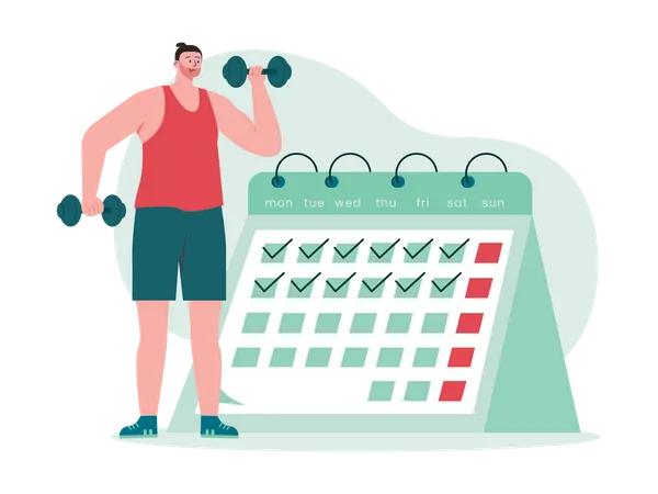 Man on a Fitness regime  イラスト