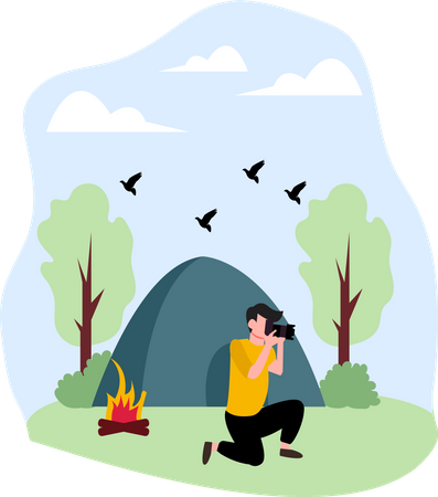 Man on adventure camping Illustration