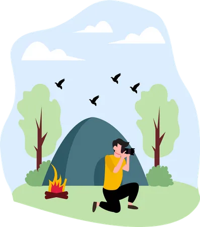 Man on adventure camping Illustration