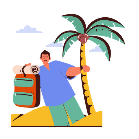 Man on beach  Illustration