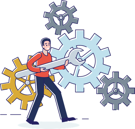 Man on business mechanism  Illustration