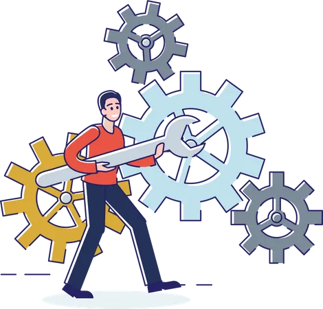 Man on business mechanism  Illustration