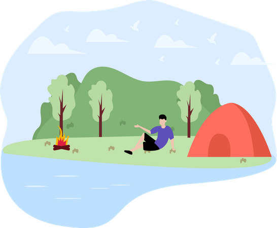 Man on camping  Illustration