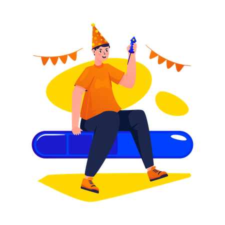 Man on loading bar  Illustration