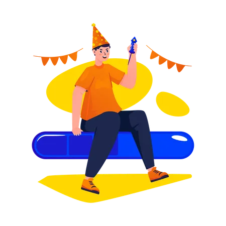 Man on loading bar  Illustration