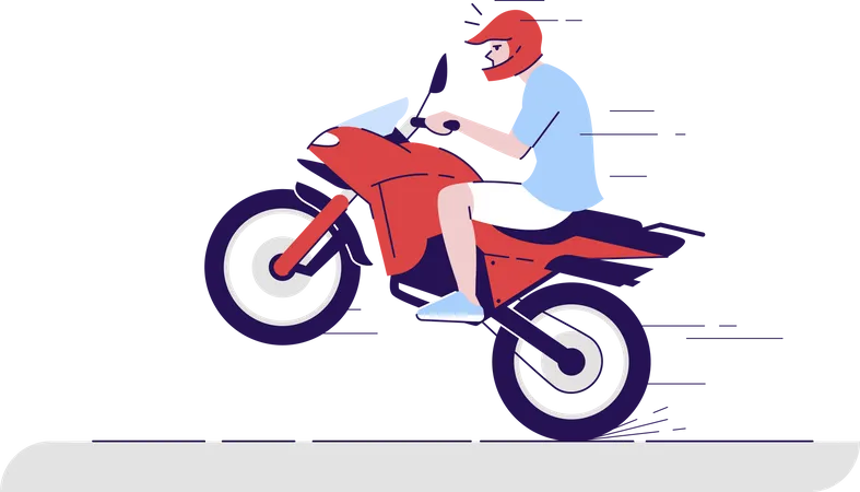 Man on Motorbike Doing Stunt  Illustration