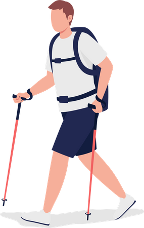 Man on Nordic walk  Illustration