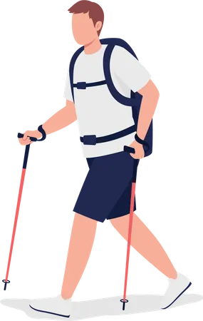 Man on Nordic walk  Illustration