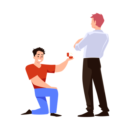 Man on one knee proposing to his boyfriend  Illustration