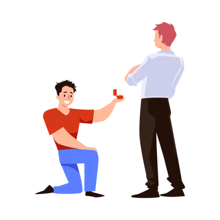Man on one knee proposing to his boyfriend  Illustration
