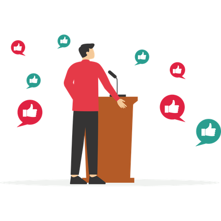 Man on podium receives numerous recognitions  Illustration