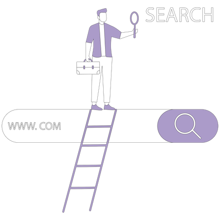 Man on search and looks through binoculars  Illustration