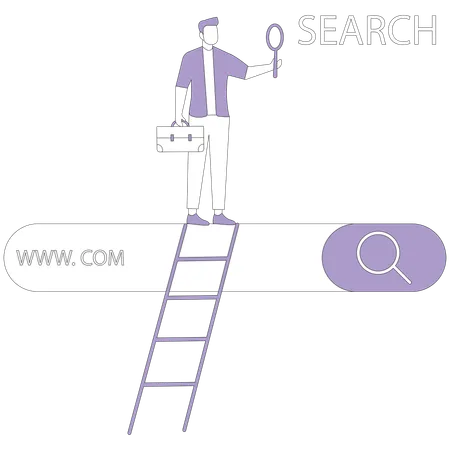 Man on search and looks through binoculars  Illustration
