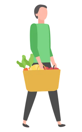 Man on shopping buying products  Illustration