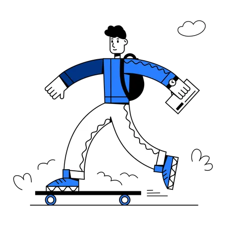 Man on skateboard with letter  Illustration