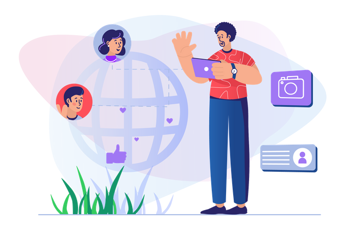 Man on social media  Illustration