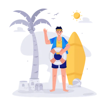 Man on Summer Vacation  Illustration