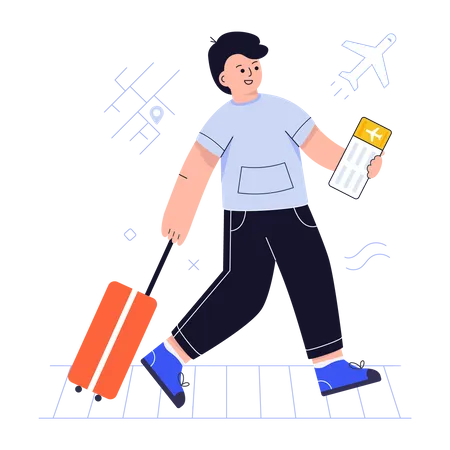 Man on Vacation Illustration