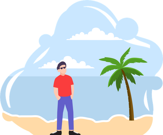 Man On Vacation Illustration