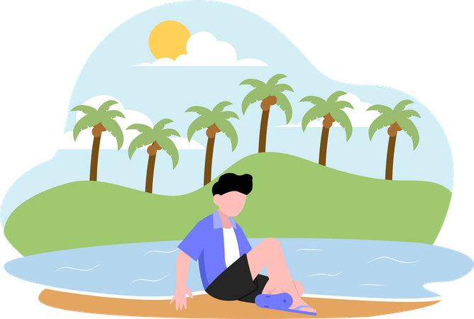 Man on vacation Illustration