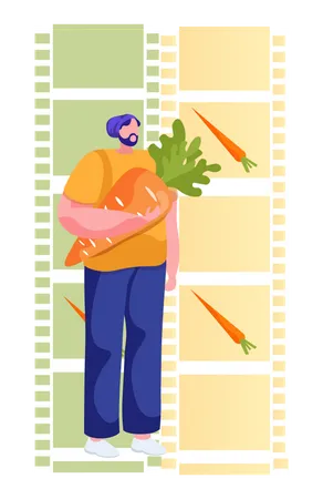 Man on vegan diet Illustration
