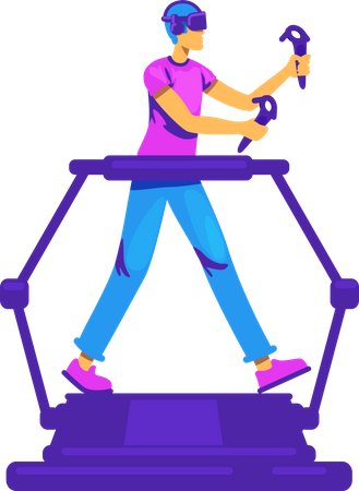 Man on VR treadmill  Illustration