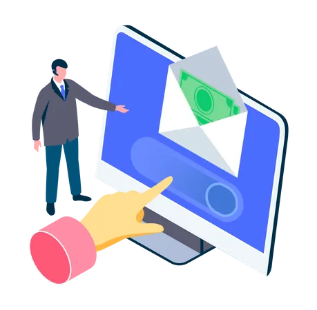 Man open finance mail  Illustration